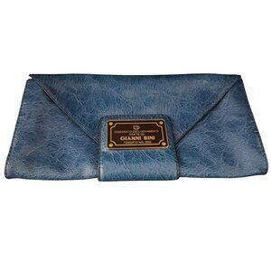Gianni Bini Blue Envelope Clutch Bag Snap Closure & Interior Zippered Pocket